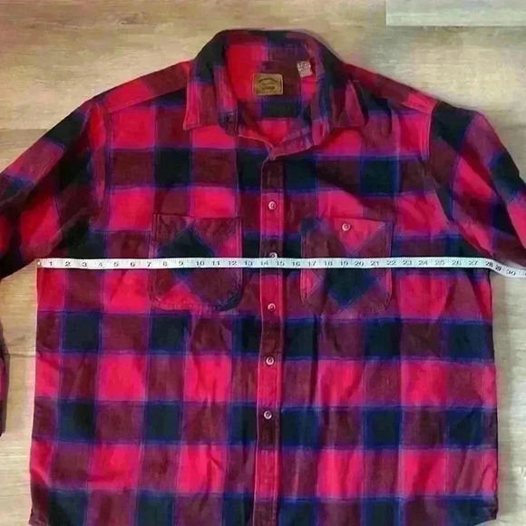ST. Johns Bay Flannel Shirt Red Button Up Buffalo Check 2XL Tall - Picture 3 of 6